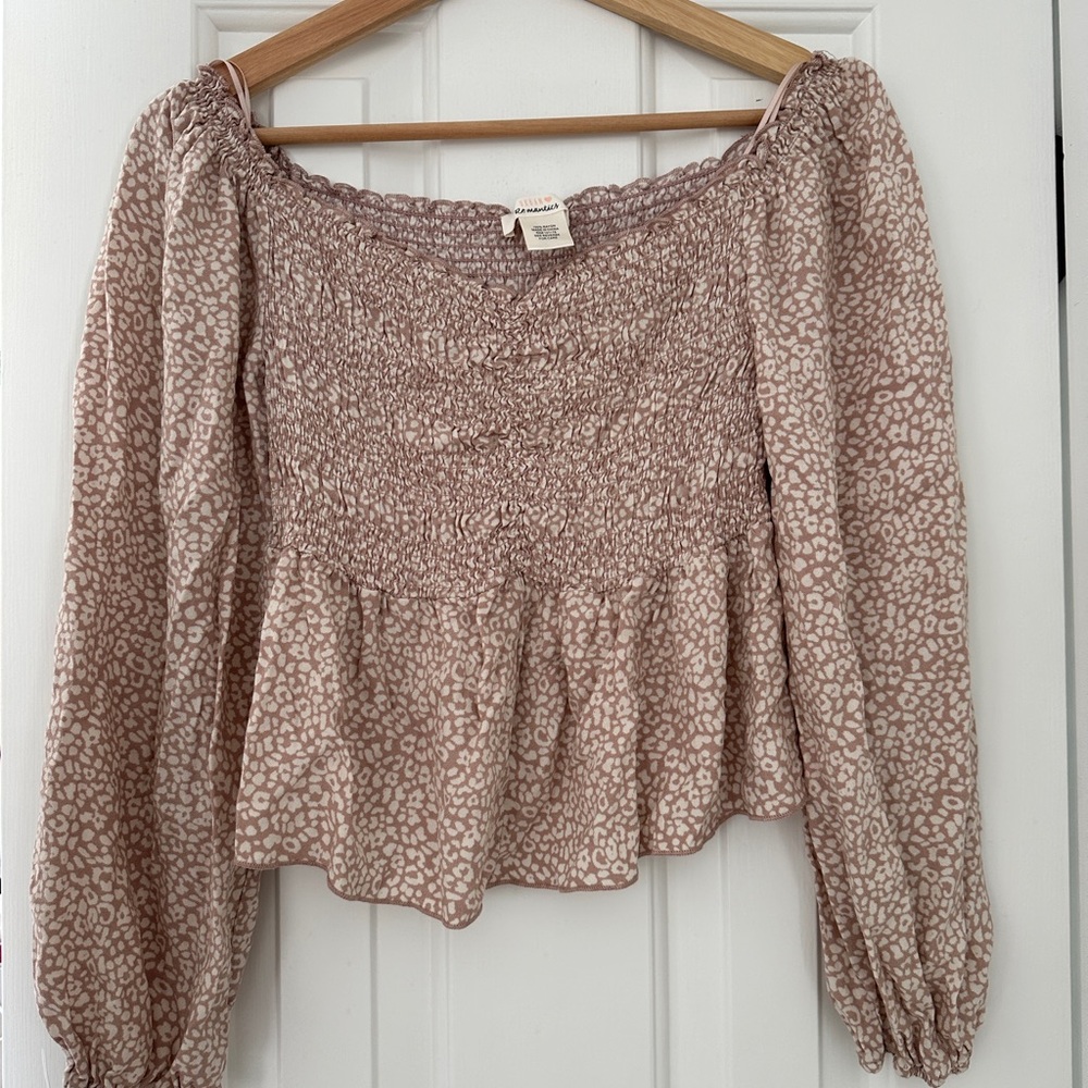 URBAN Romantics Pink Animal Print Long Sleeve Blouse